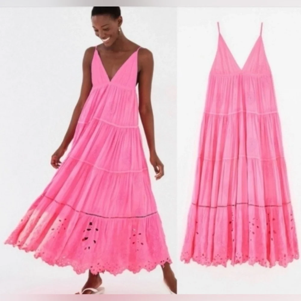 Farm Rio Neon Pink Maxi Dress, SMALL NWT - Picture 7 of 10